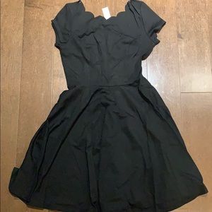 AQUA black scalloped dress